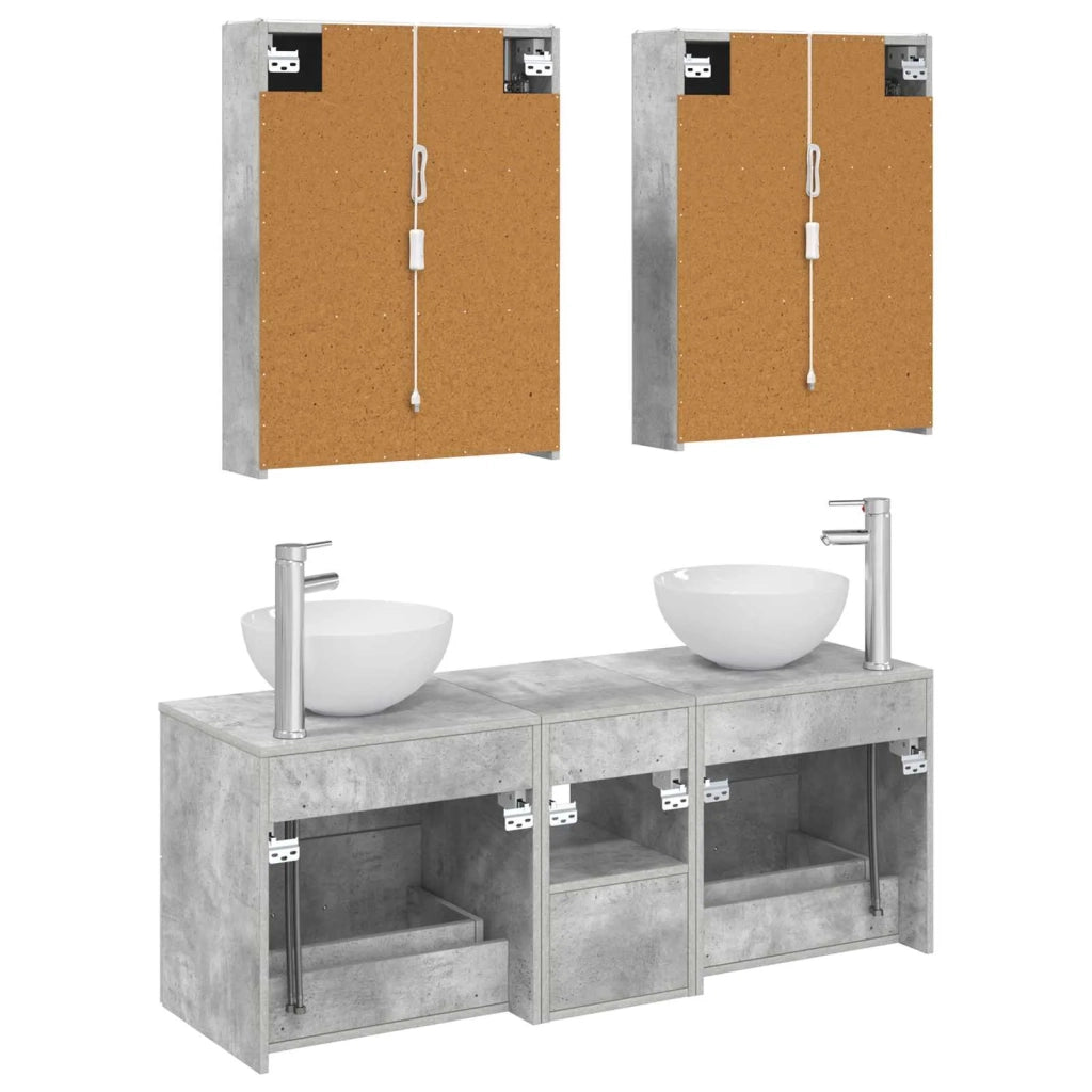 Set di mobili per il bagno 5 pz Grigio Cemento 3406730
