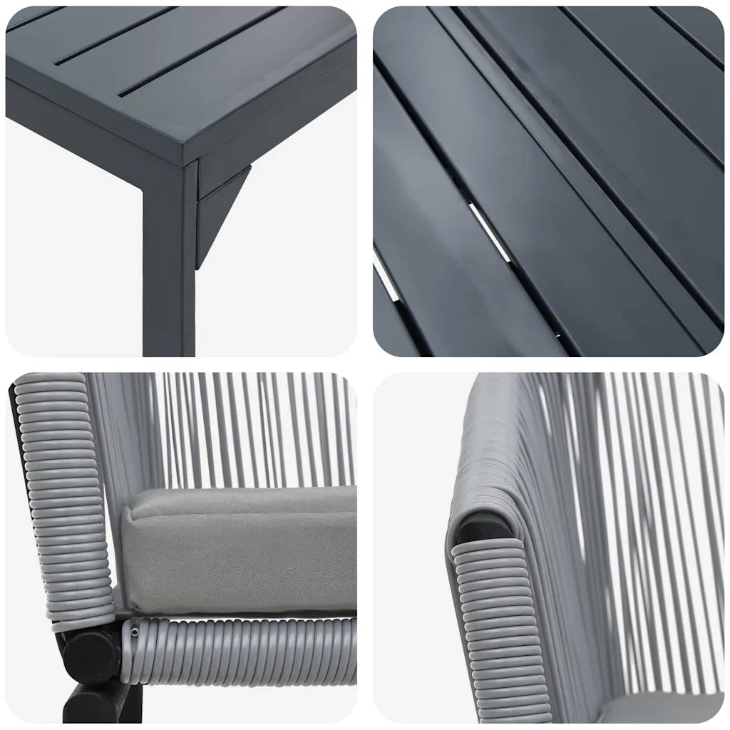 Set da Pranzo per Giardino 7 pcs Grigio polyrattan 3378826