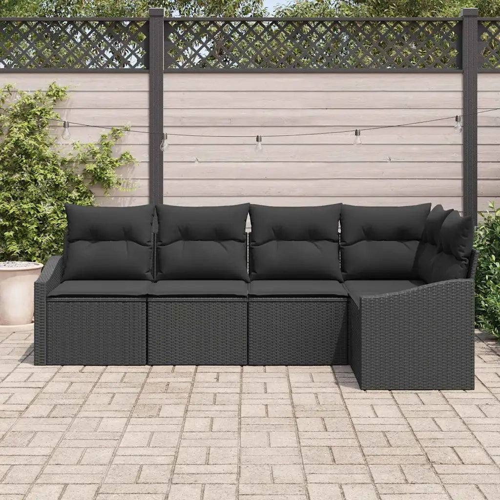 Set di divani con cuscino 5 pcs Nero polyrattan 3346723