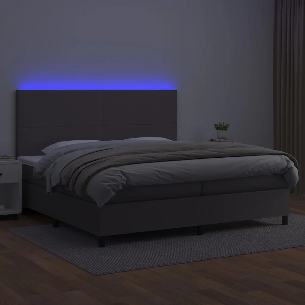 Giroletto Molle con Materasso e LED Grigio 200x200cm Similpelle 3135847