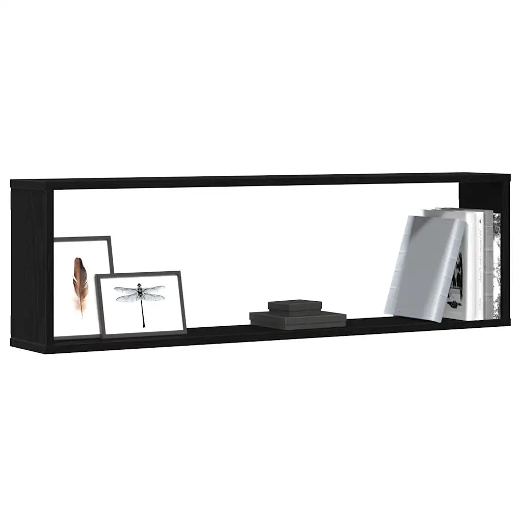 Mensole Parete Cubo 2 pz Rovere Nero 100x15x30 cm Multistrato 862058