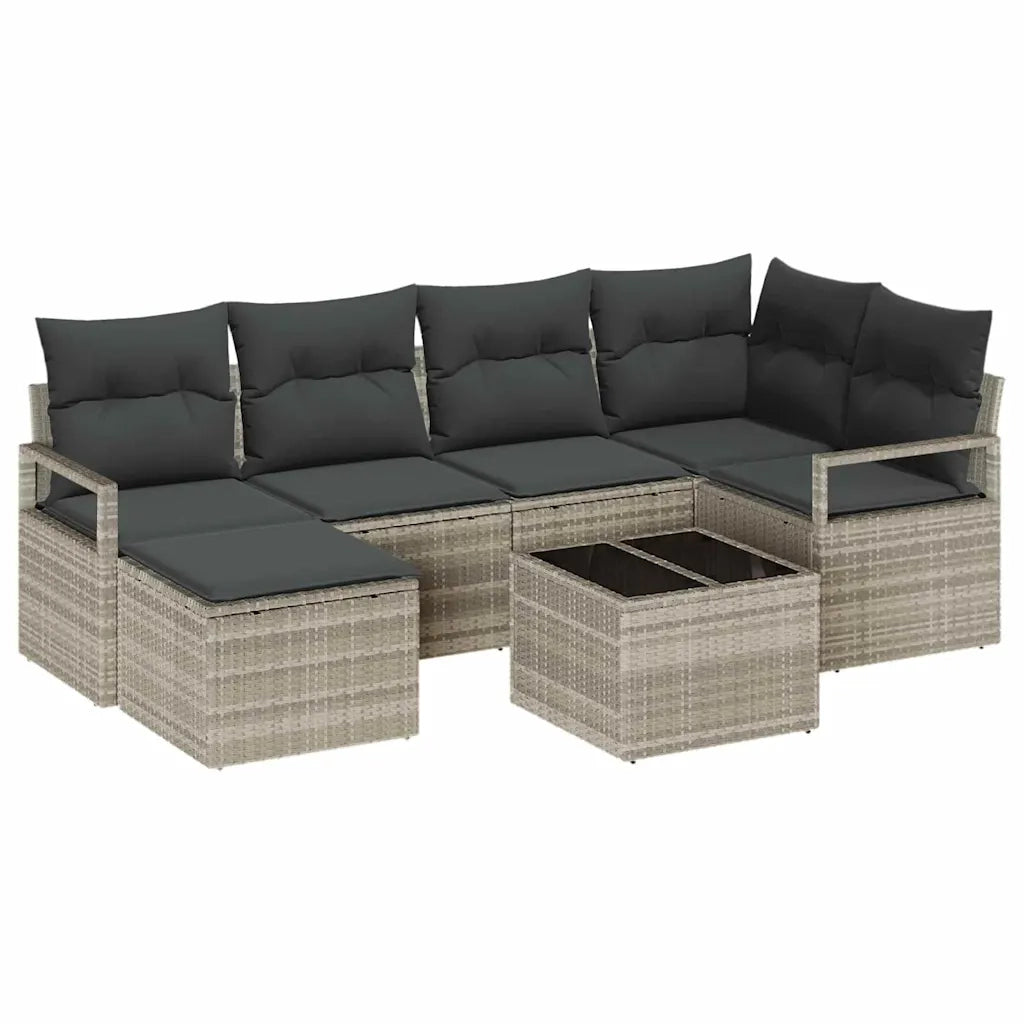 Set di divani 7 pcs Grigio chiaro polyrattan