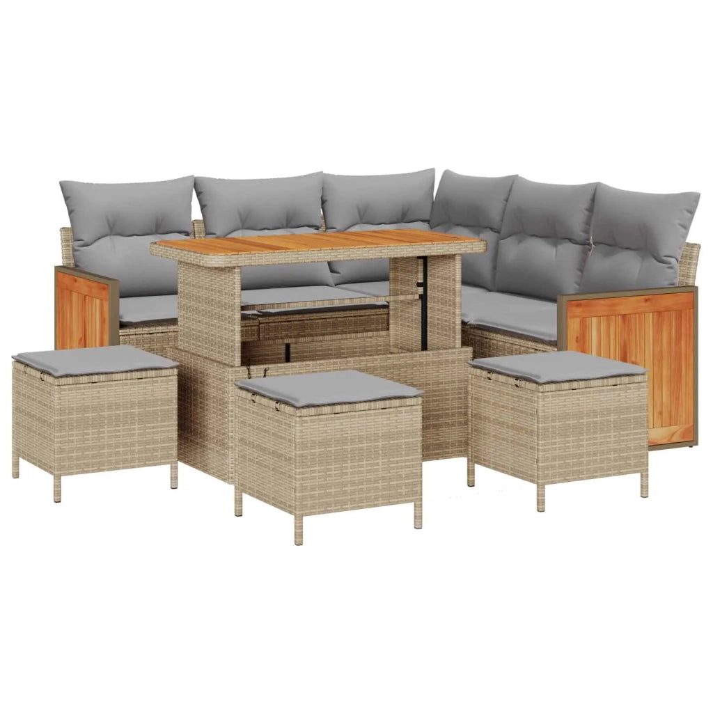 Set Divano da Giardino con cuscino 9 pcs Beige e Grigio Chiaro 3363182