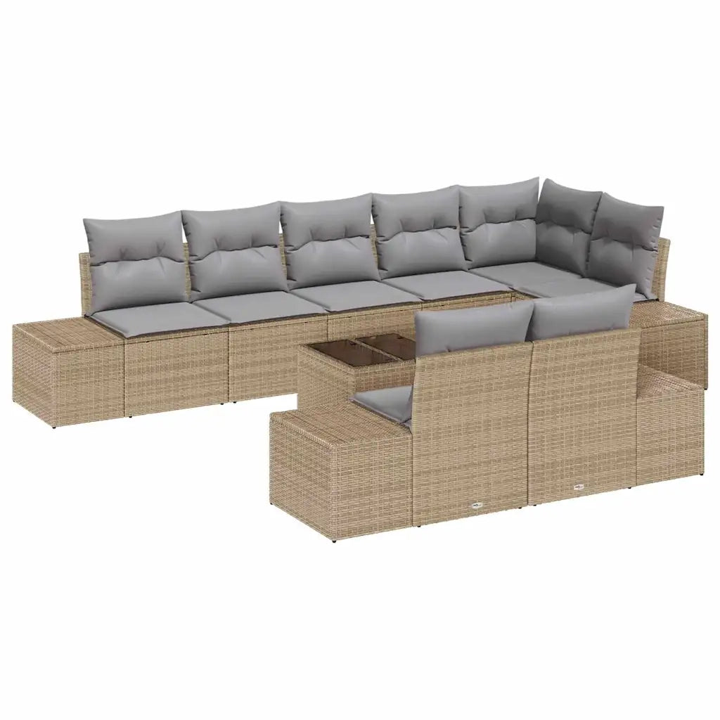 Set Divano da Giardino 9 pcs Beige e grigio polyrattan 3347120