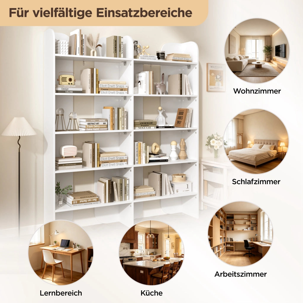 LIBRERIA 160 x 135 x 25 cm Bianca a 5 ripiani aperti