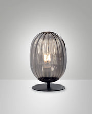 Infinity Lampada da Tavolo Fumé in Metallo e Vetro Soffiato, Design Elegante con Attacco E27, Struttura Resistente 280mm x 180mm, Classe 2