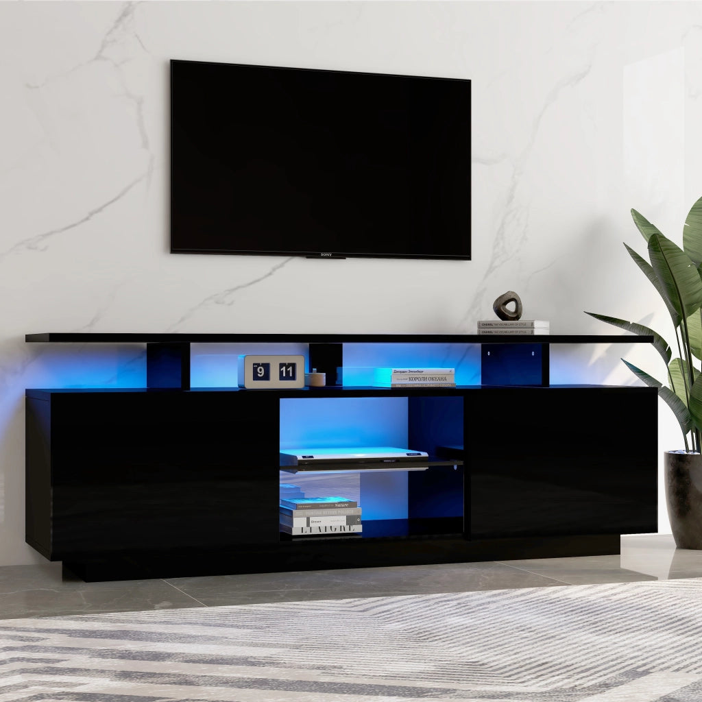 Cassettiera per TV nera in truciolato lunghezza 140 cm