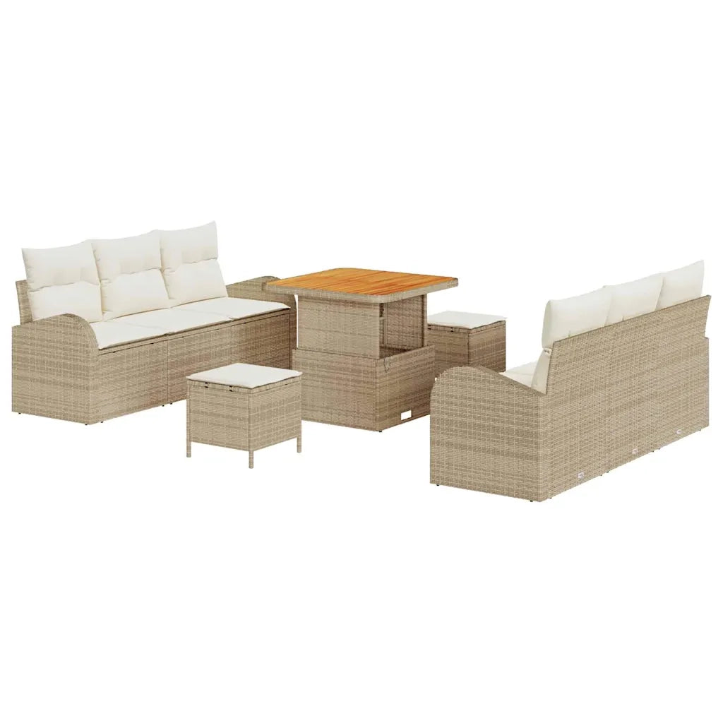 Set Divano da Giardino con cuscino 9 pcs Beige polyrattan 3362346