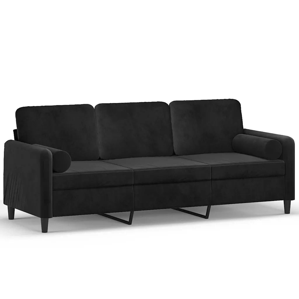 Divano a 3 Posti con Cuscini-Sofa 3 Posti con Cuscini Nero 180 cm in Velluto 676813