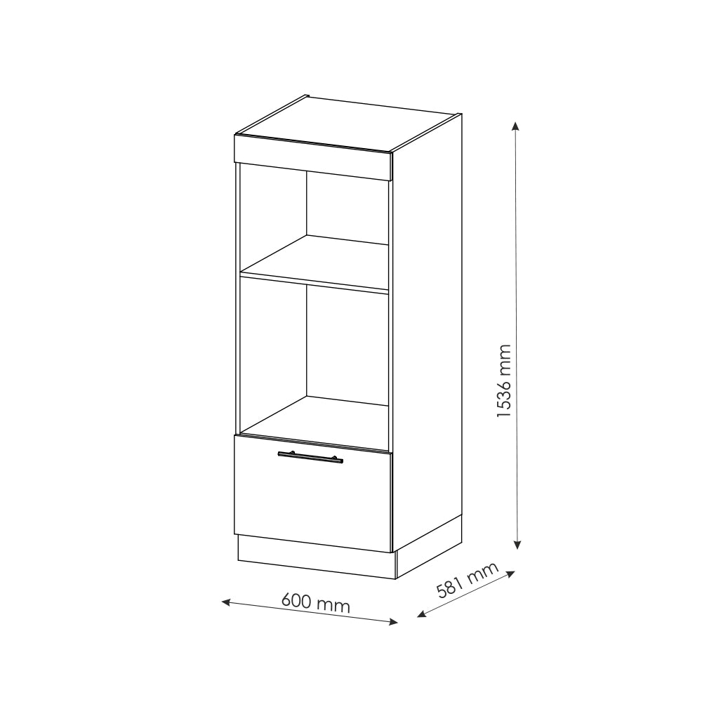 Mobile cucina microonde Fame-Line Bianco lucido/Rovere dorato 60 cm aperto Vicco