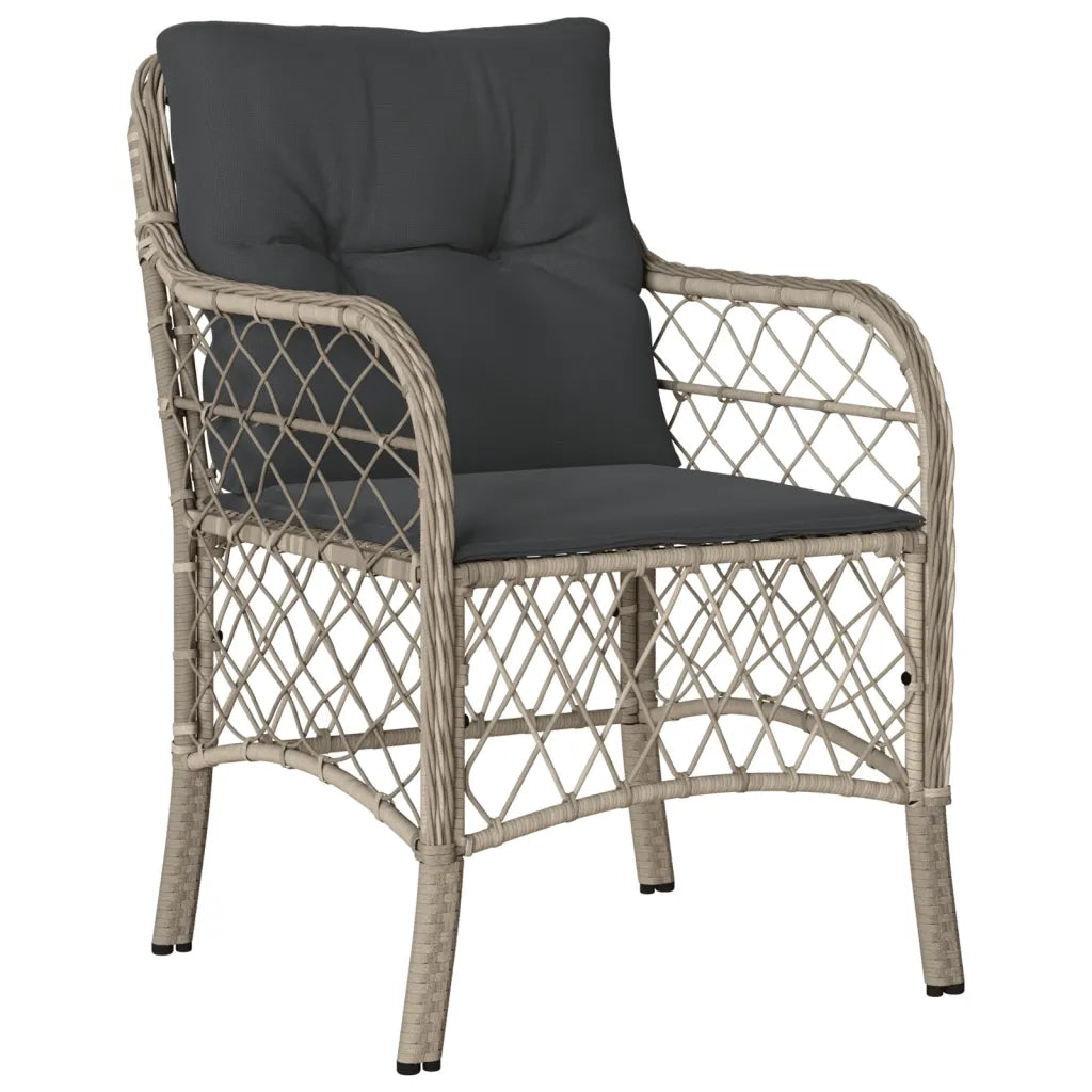 Set Pranzo da Giardino 5pz con Cuscini Grigio Chiaro Polyrattan 3212167