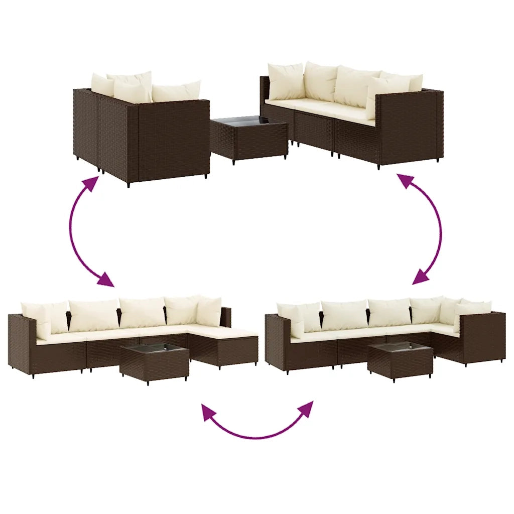 Set Mobili da Giardino 6pz con Cuscini in Polyrattan Marrone 3308065