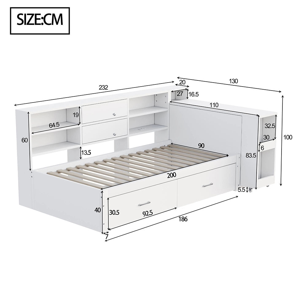 Divano letto - Xylo - 90x200 cm legno con scrivania