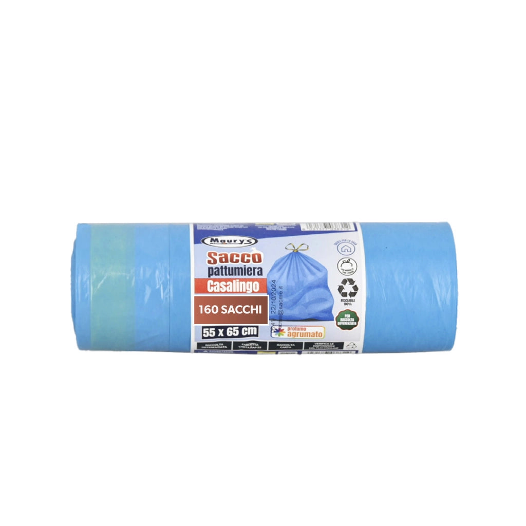 MAURY'S SET 160 SACCHI PER PATTUMIERA 55X65CM IN ROTOLI DA 40 PEZZI CIASCUNO AZZURRI