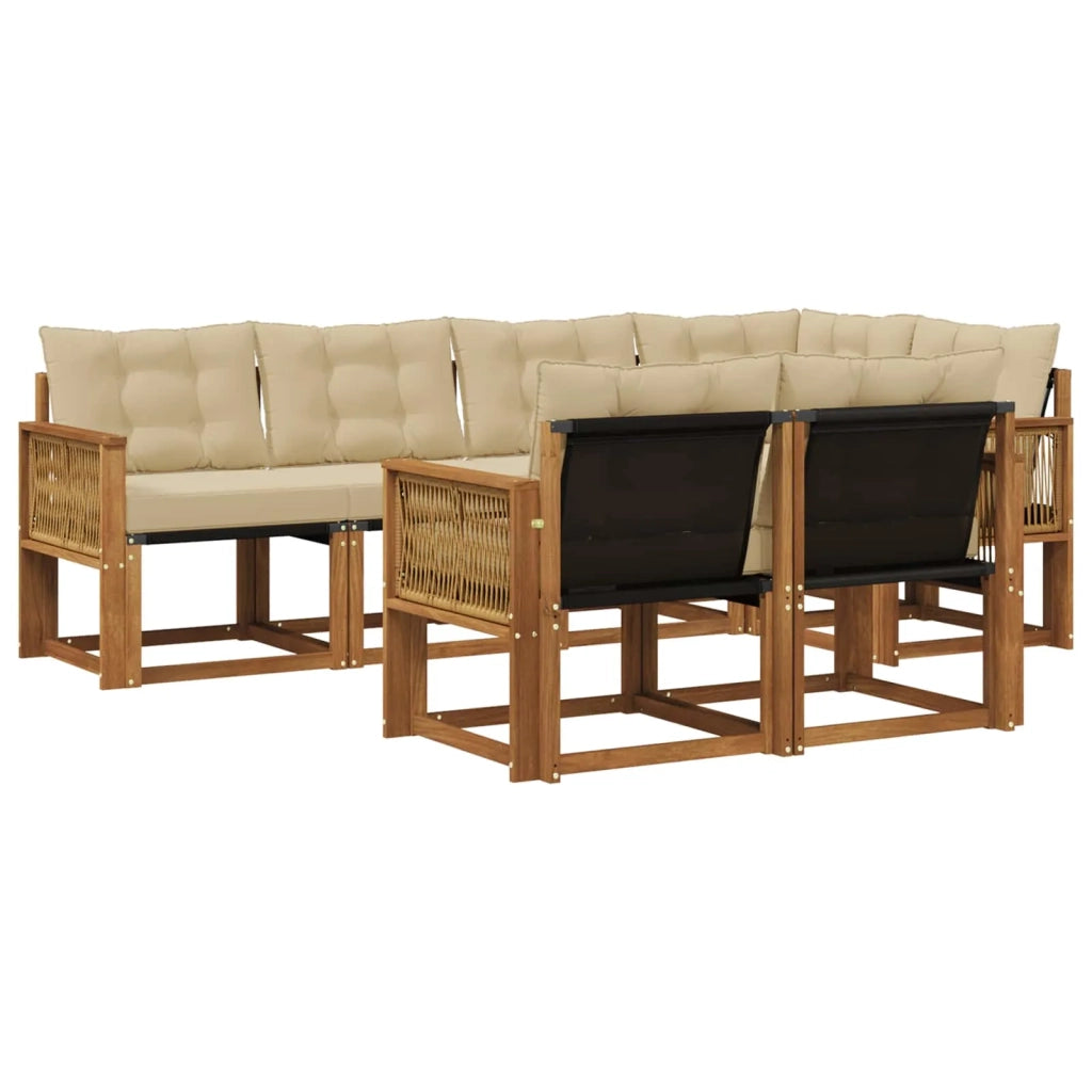 Set di divani da esterno con cuscino 7 pcs Naturale e Beige 3382021