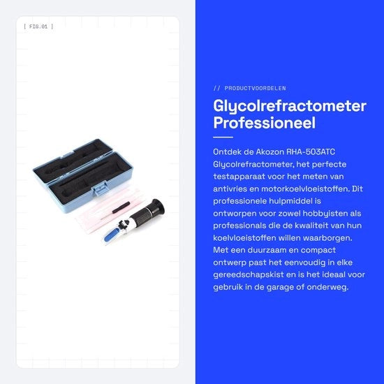 Glicosreometro Professionale per Test di Liquido di Raffreddamento del Motore - Progettato per un Utilizzo Compatto - Adatto per Liquidi Antigelo e Batteria - Ideale per l'Automobile
