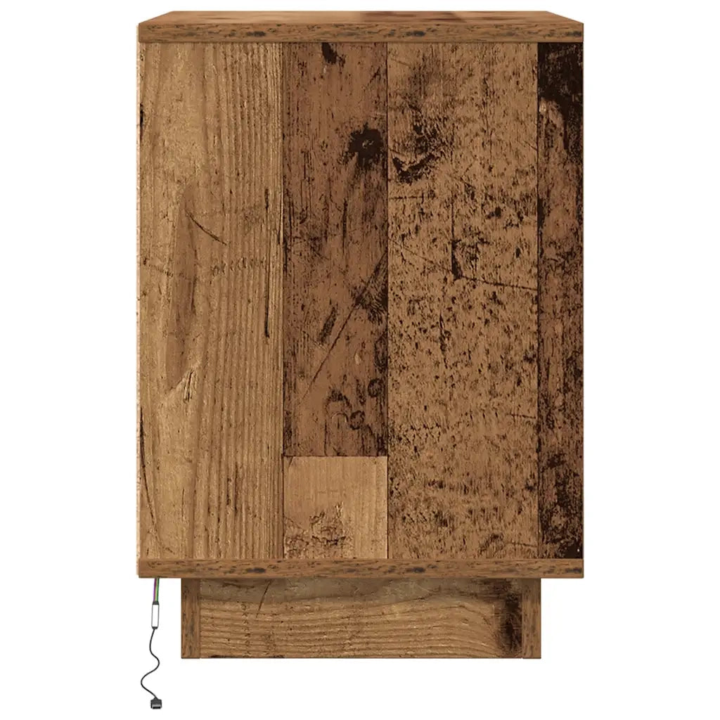 Comodino con Luci LED Legno Antico 38x34x50 cm 861297