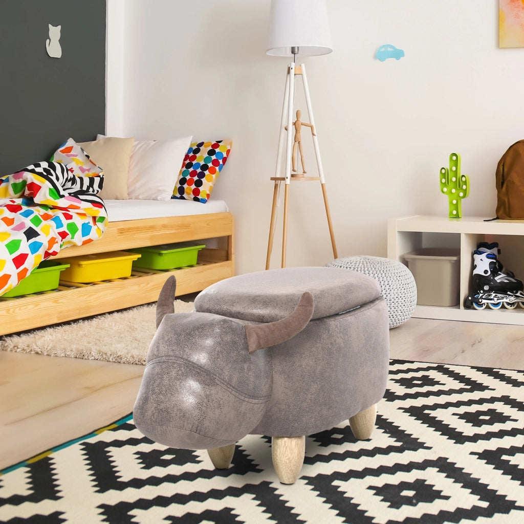 Pouf con Contenitore ¨C Minimal ¨C Marrone, Sintetico, Legno