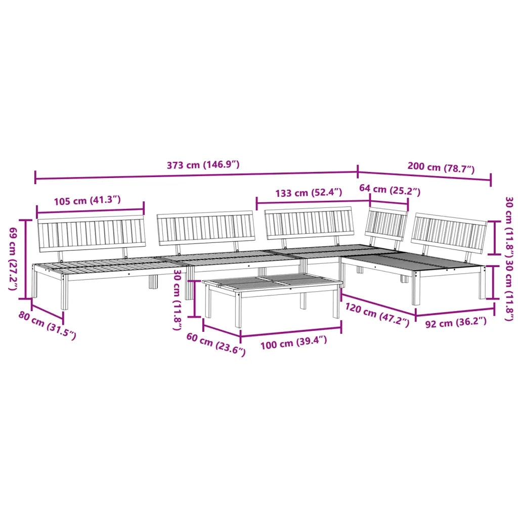 Set Divano Pallet da Giardino 5 pz in Legno Massello di Acacia 3209430