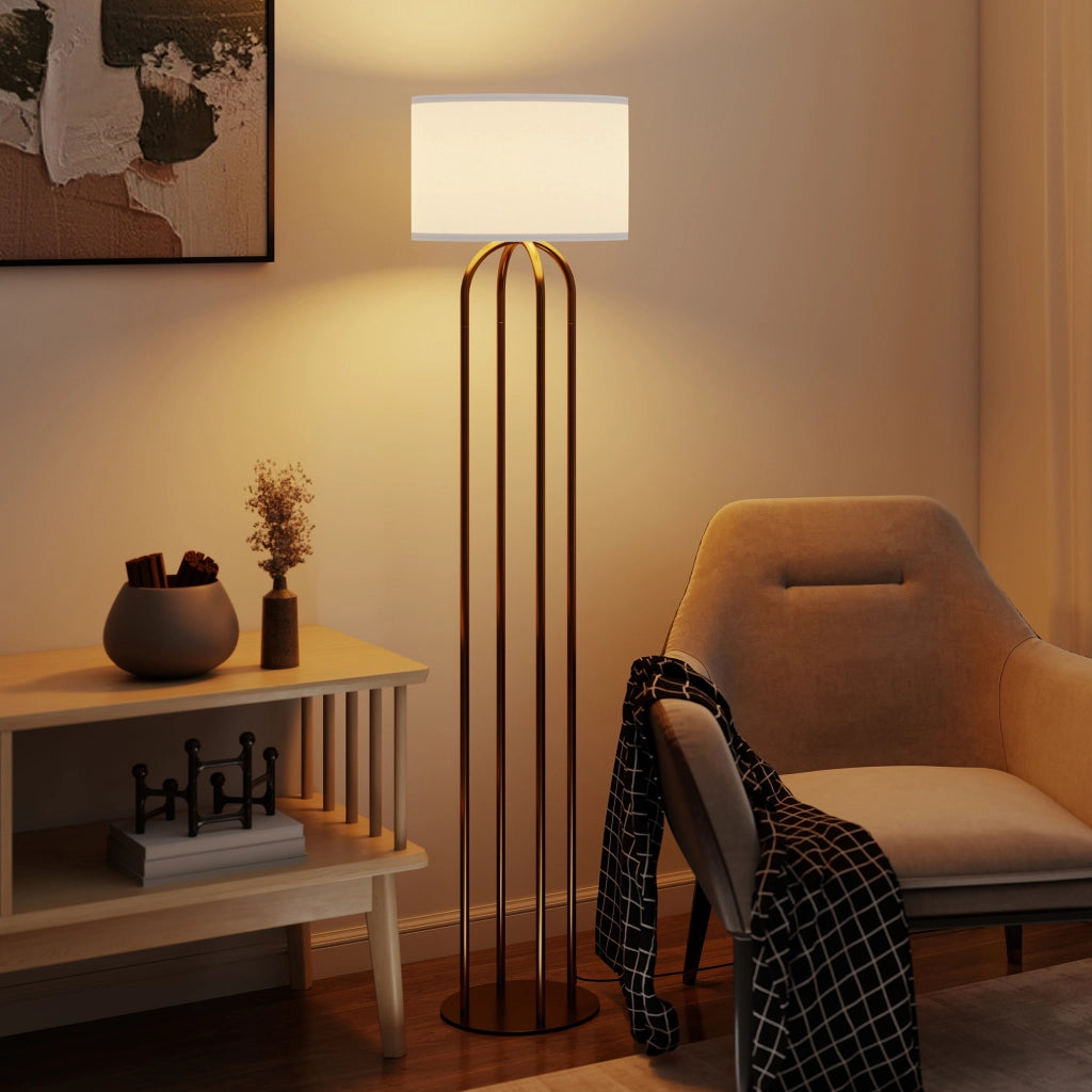 Lampada da terra ¨C Minimal ¨C dorato e beige ?38x161cm