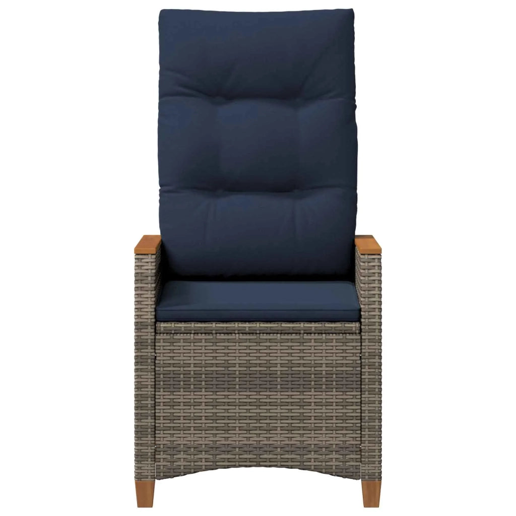 Sedia da giardino reclinabile Grigio e Blu Navy polyrattan 42026862