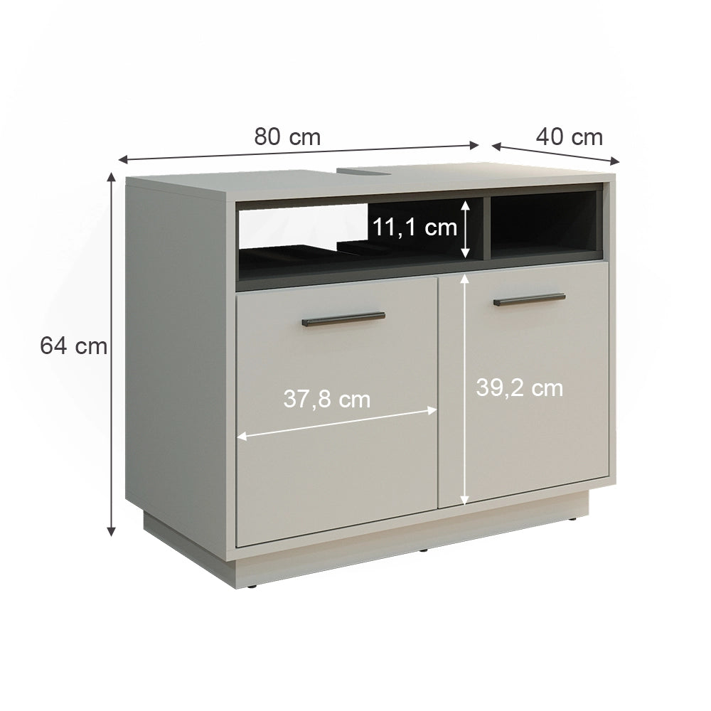 Mobile sottolavabo per bagno Beatrice Grigio 80 x 64 cm Vicco