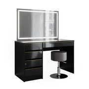 Vicco Tavolino da toilette Nero/oro 120 cm con specchio LED e sgabello