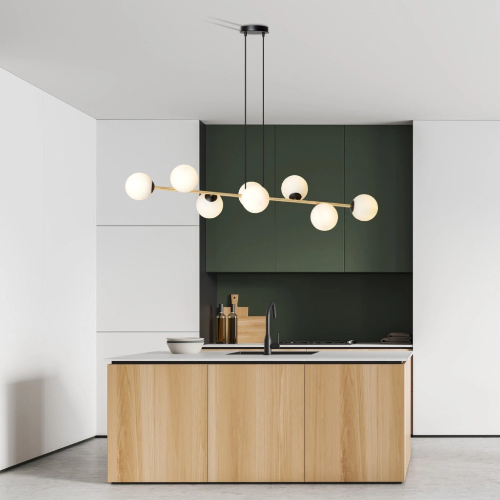 Lampadario Emibig Gravity 8, 8xE14 nero oro bianco 140cm