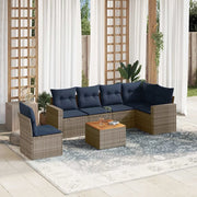 Set Divani da Giardino 7 pz con Cuscini Grigio in Polyrattan 3256481