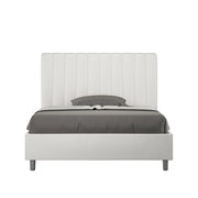 BS COM Letto una piazza e mezza con rete imbottito 120x210 similpelle bianco