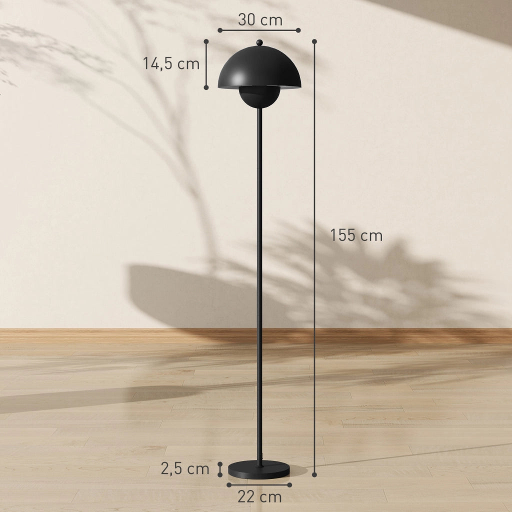 Lampada da Terra Moderna ¨C Xylo ¨C Paralume a Sfera E27 ?30x155cm Nero