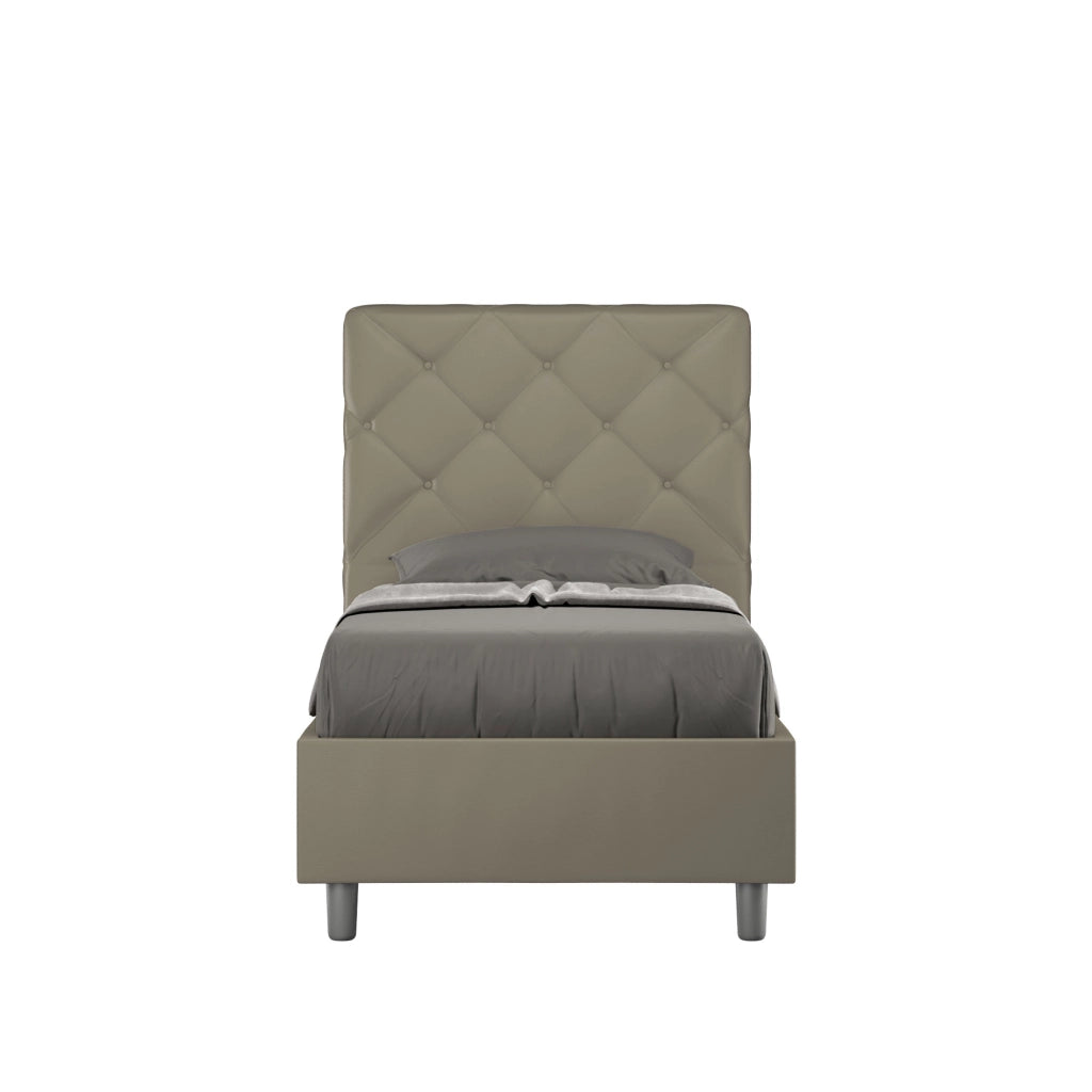 BS COM Letto singolo senza rete imbottito 80x190 similpelle cappuccino