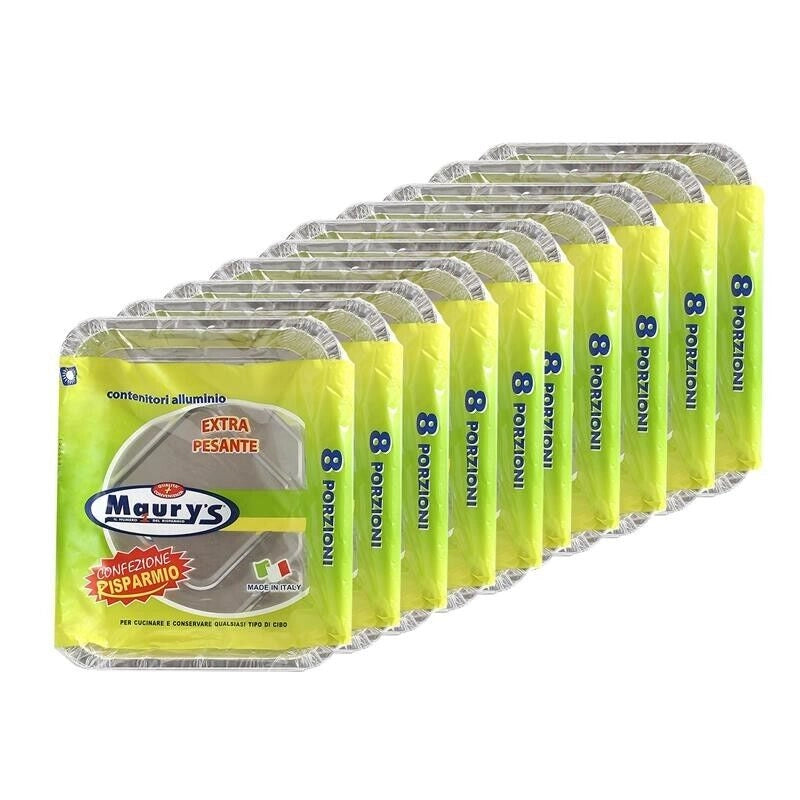 MAURY'S SET 10 CONTENITORI RETTANGOLARI IN ALLUMINIO DA 8 PORZIONI