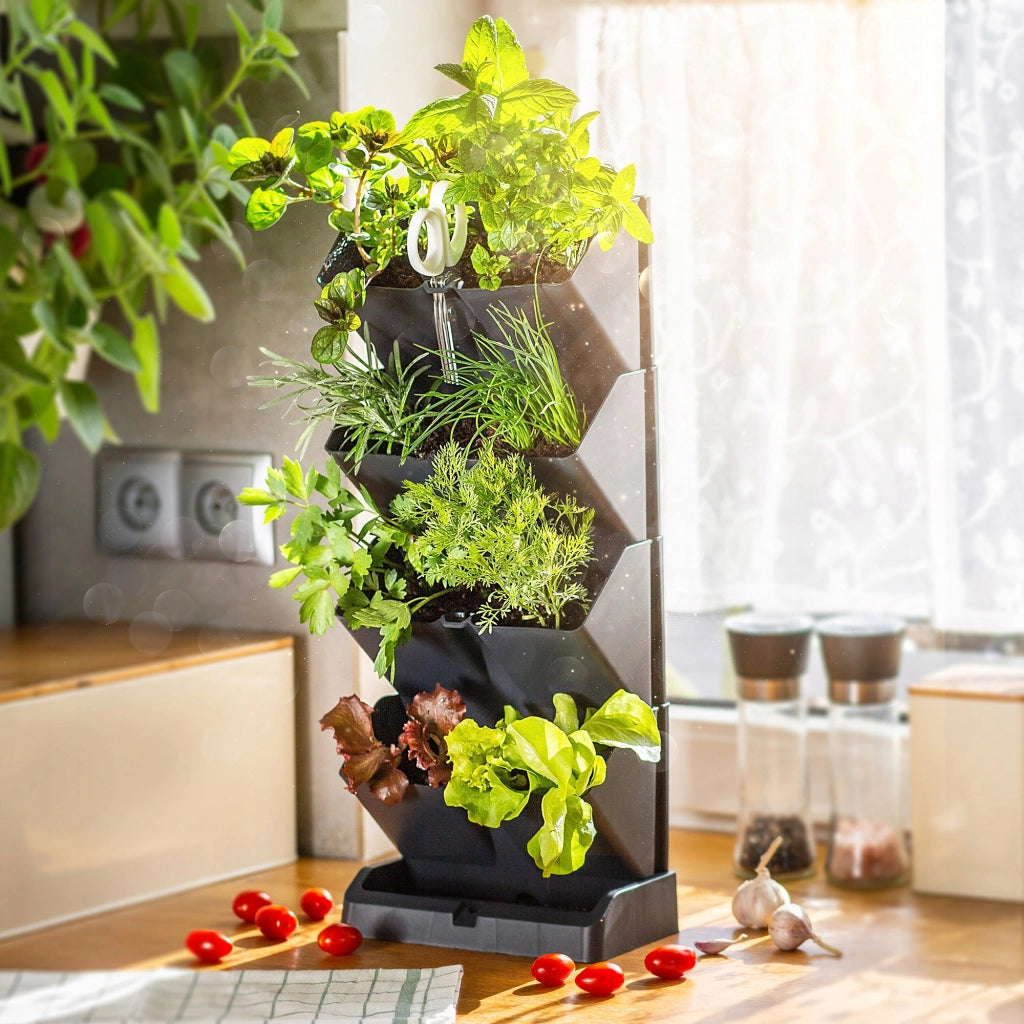KADAX Vaso da fiori verticale a cascata a 4 moduli con supporto