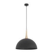 Lampada a sospensione NAUTICA nera, legno GX53 Emibig