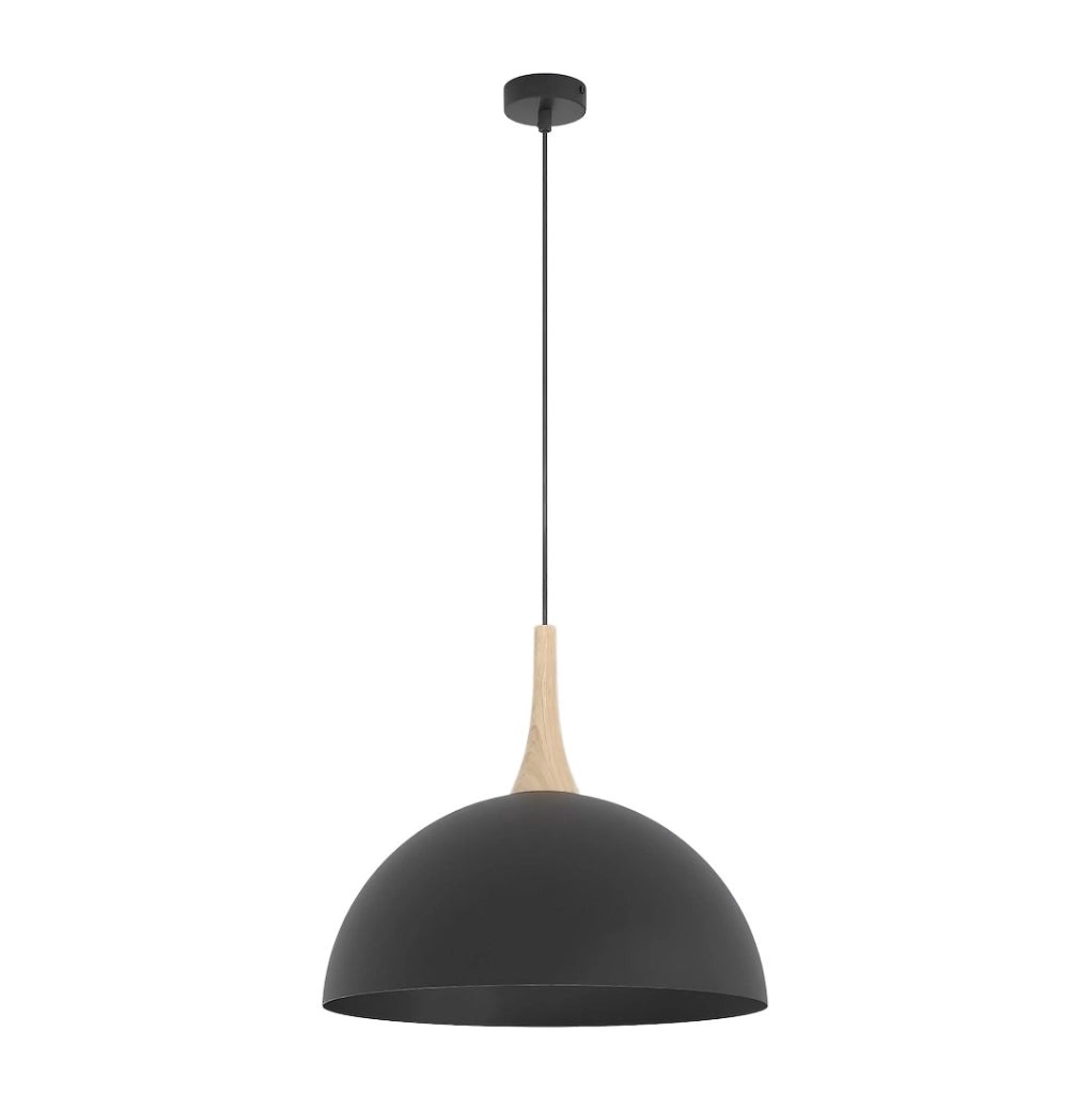 Lampada a sospensione NAUTICA nera, legno GX53 Emibig