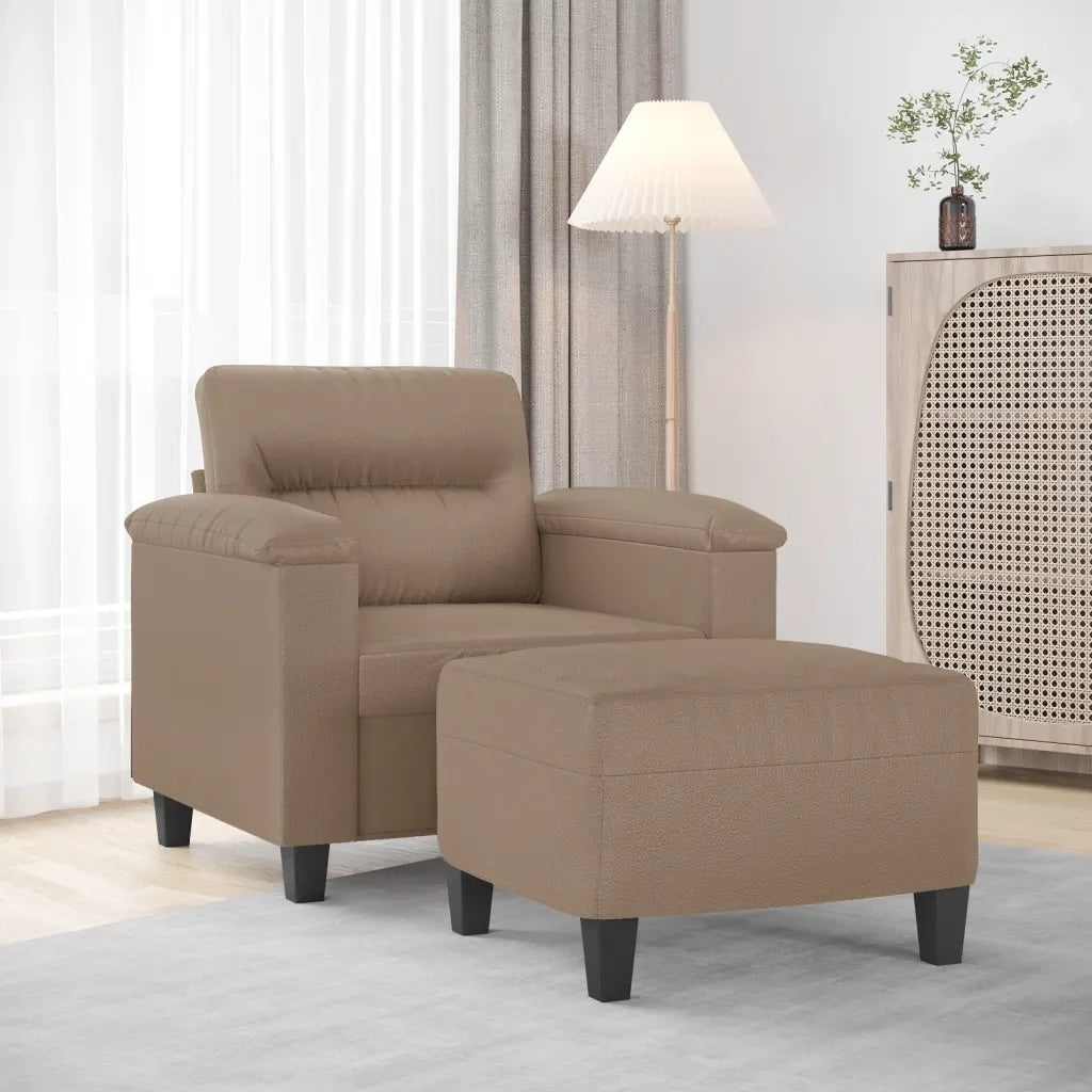 Poltrona con Poggiapiedi Cappuccino 60 cm in Similpelle