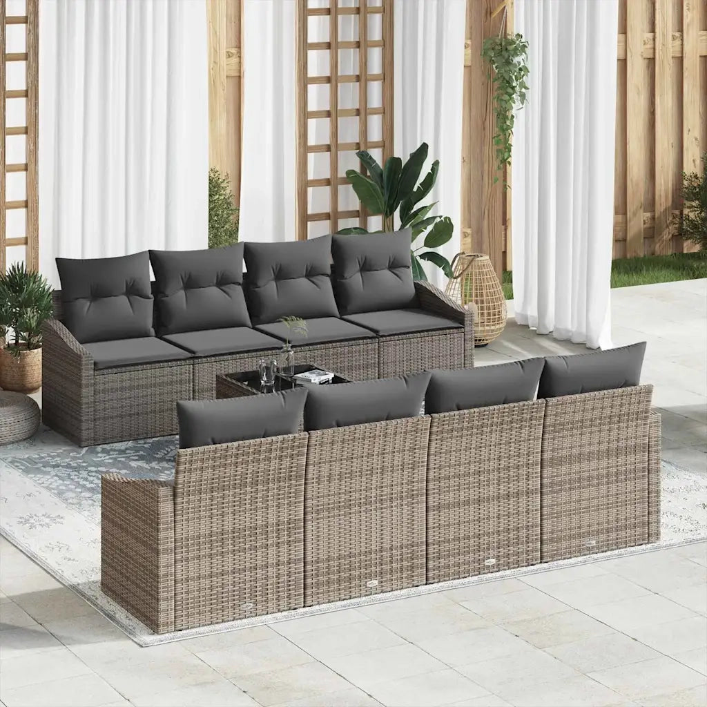 Set di divani con cuscino 7 pcs Grigio polyrattan 3355318