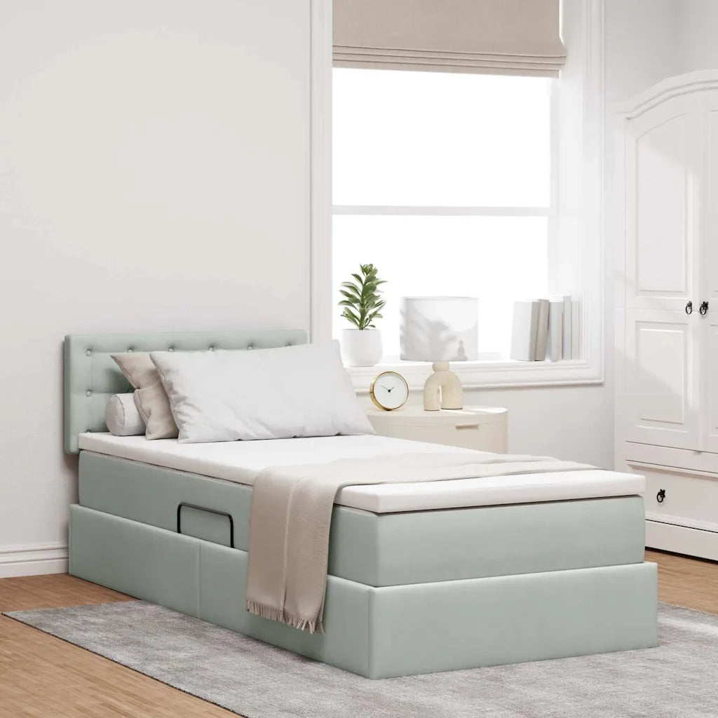 Letto con Contenitore Grigio chiaro 100 x 200 cm Velluto
