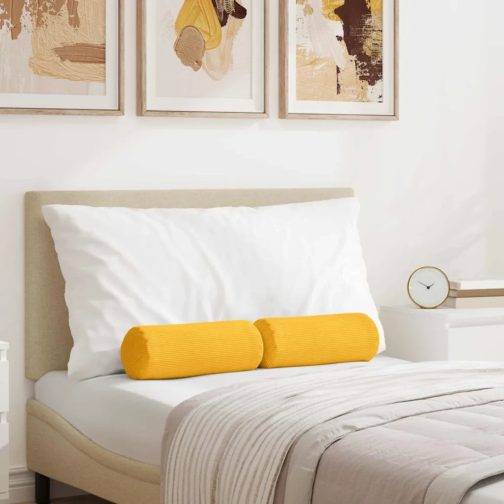 Cuscini a rullo 2 pz | Cuscini per sedie Giallo Chiaro ? 15 x 40 cm