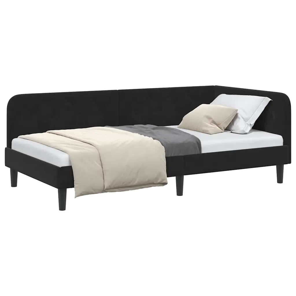 Cornice del letto ad angolo Nero 100 x 200 cm Velluto 42016621