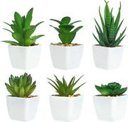 Piante Artificiali in Vaso - Decorazione Verde - 6 Pezzi - Plastica - 20 cm