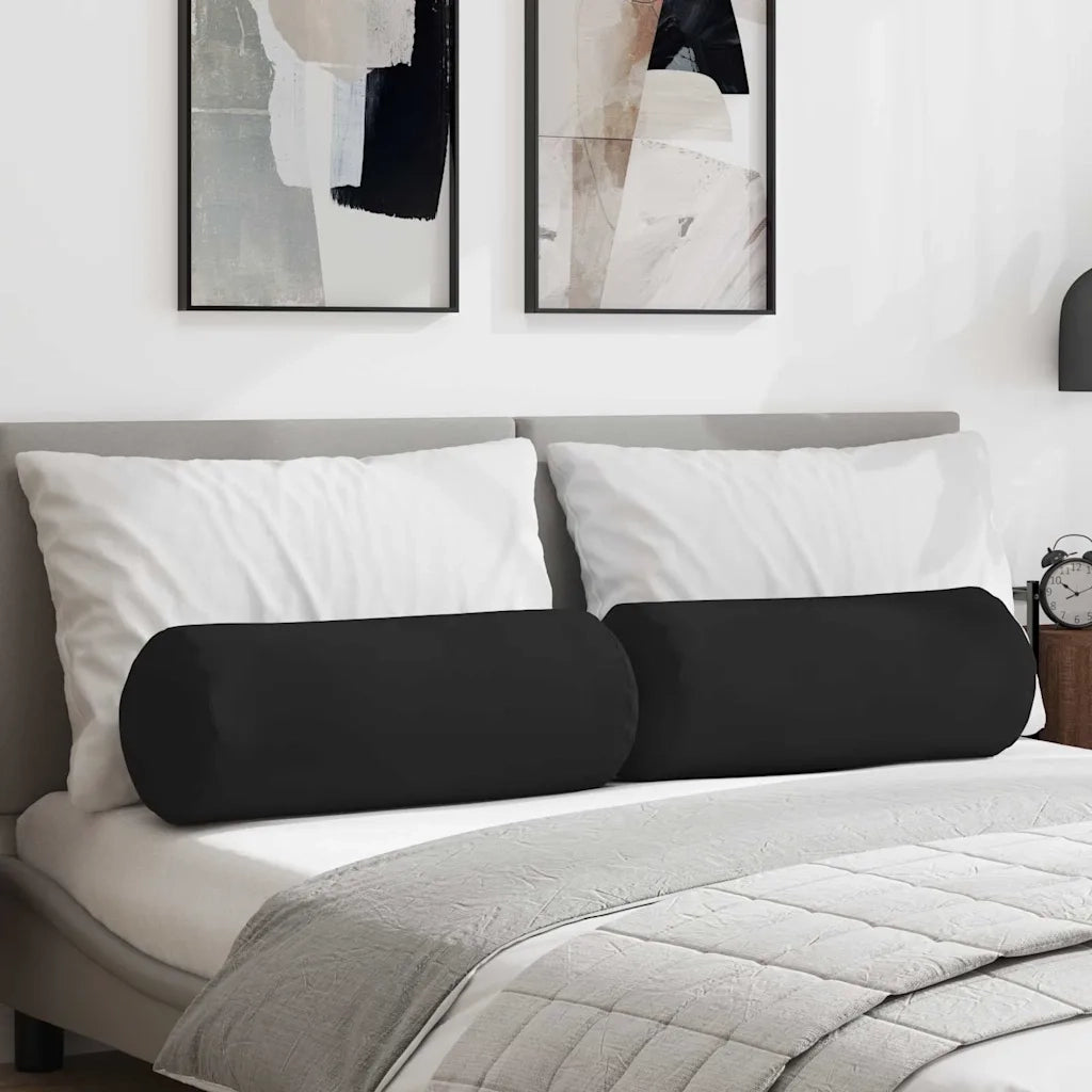 Cuscini a rullo 2 pz | Cuscini per sedie Nero ? 25 x 70 cm Tessuto in Microfibra