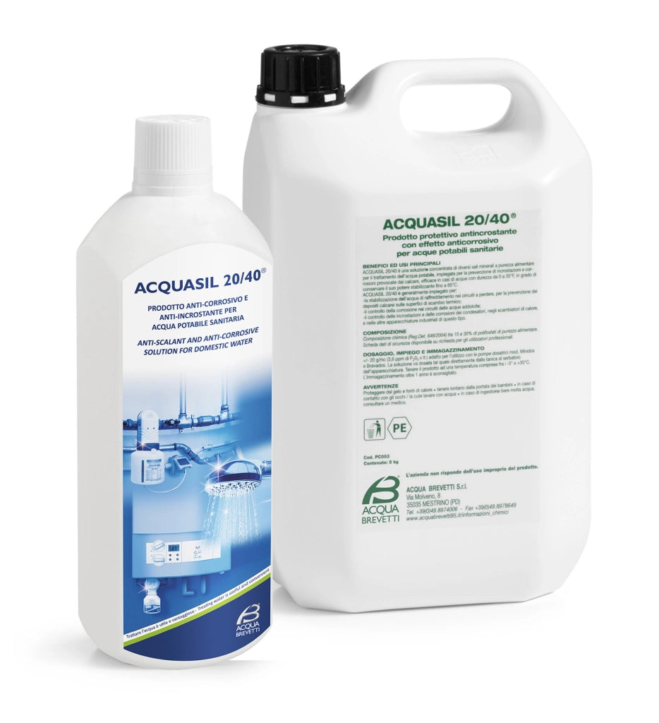 Acquabrevetti Acquasil 20/40 Antincrostante Ed Anticorrosivo Flaconi liquido Da 5kg