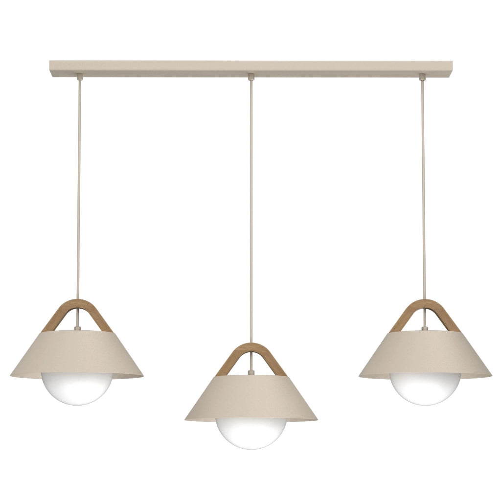 Lampada a sospensione Funda 3xE27 beige legno Luminex