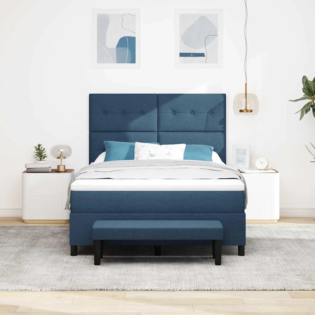 Letto a molle con materasso Blu 140 x 190 cm Tessuto