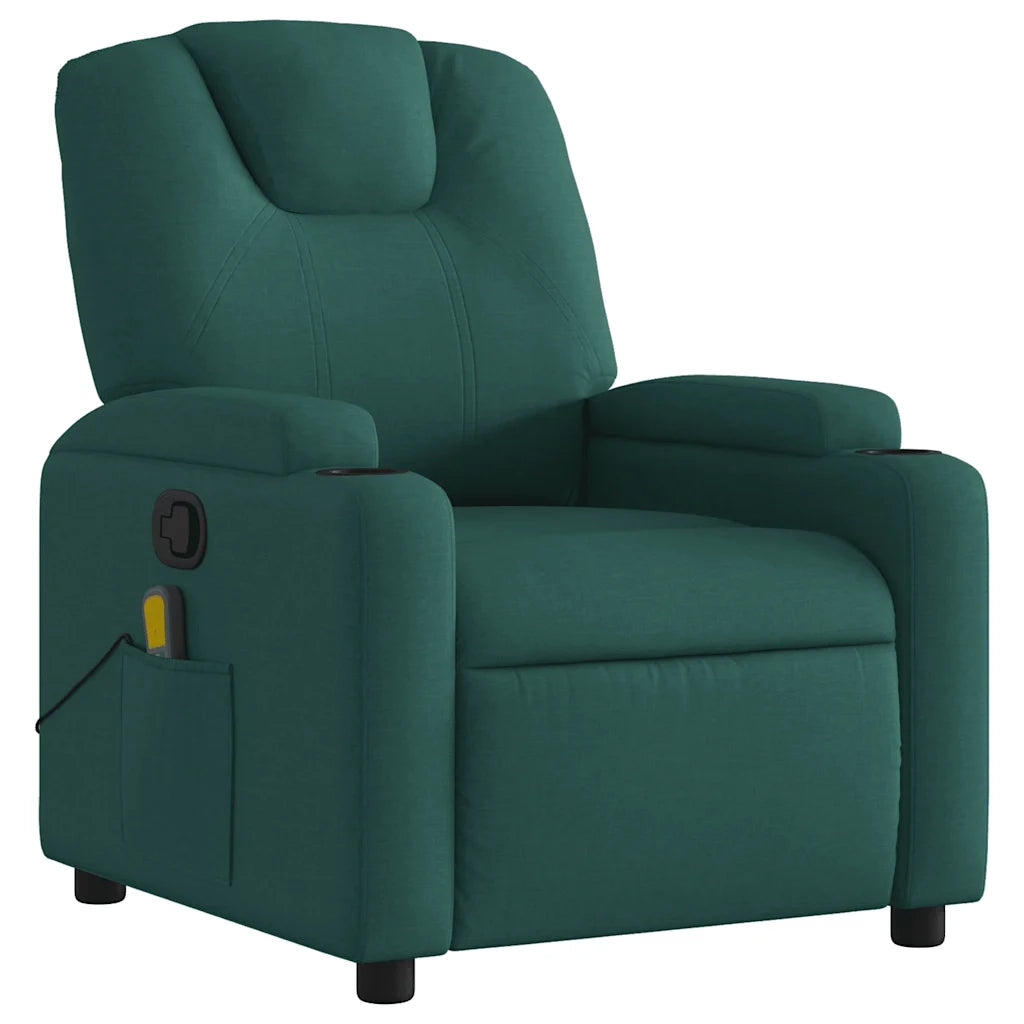 Poltrona Massaggiante Reclinabile Verde Scuro in Tessuto 372383