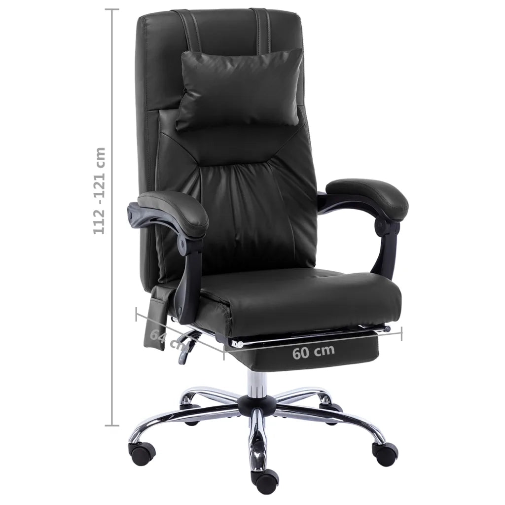 Sedia da Ufficio | Sedia da Gaming Massaggiante Nera in Similpelle