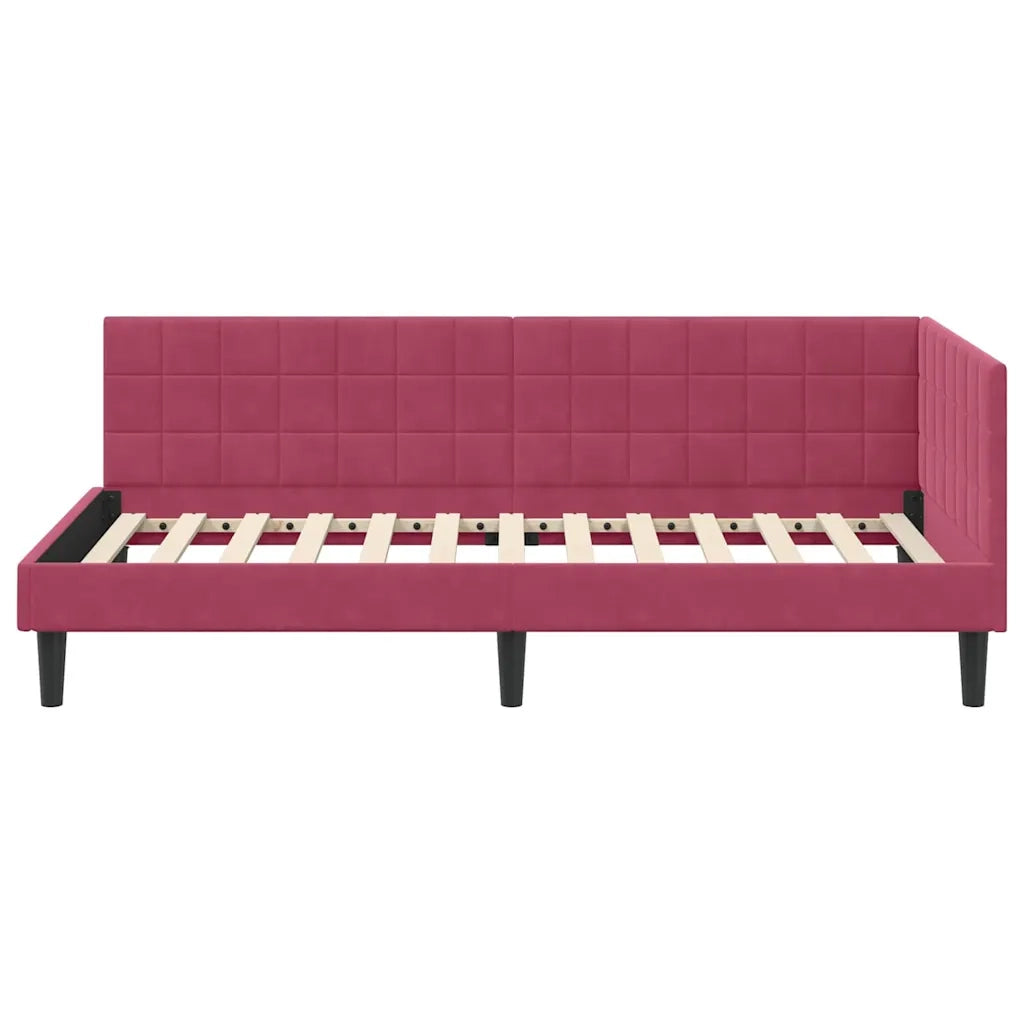 Cornice del letto ad angolo Rosso Vino 100 cm x 200 cm Velluto 42016442