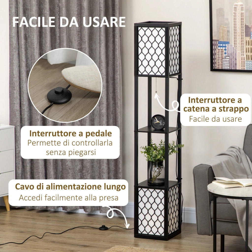 Lampada da Terra a Colonna con 2 Ripiani ¨C Minimal ¨C 26x26x156 cm